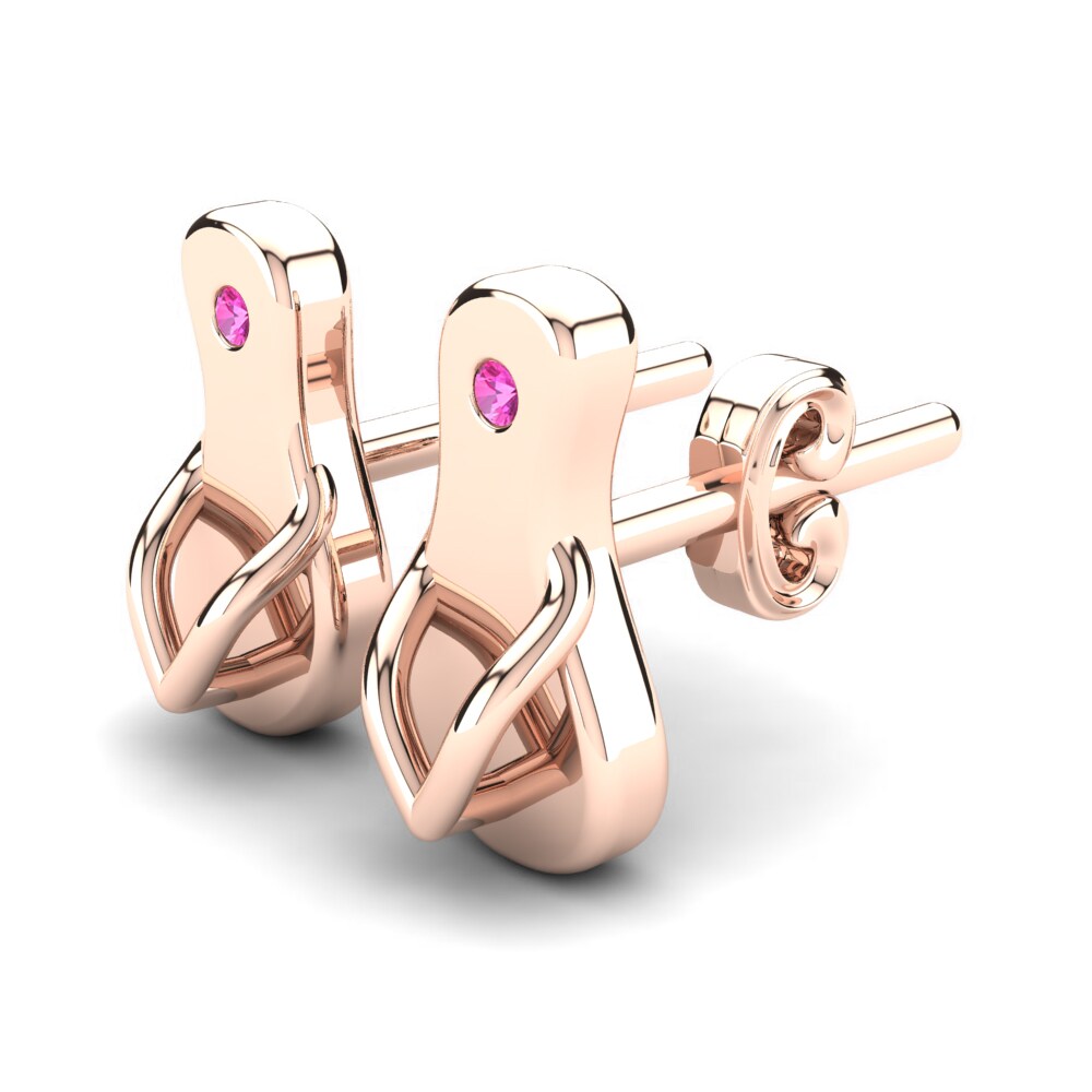 14k Rose Gold Pink Tourmaline Kid's Earring Elmir