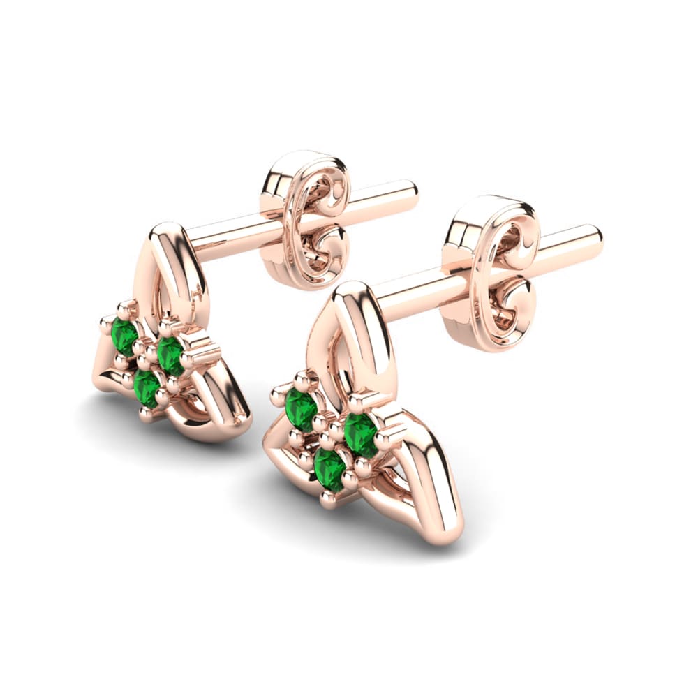 Or rose 14k Émeraude Boucle d'oreille enfant Crisun