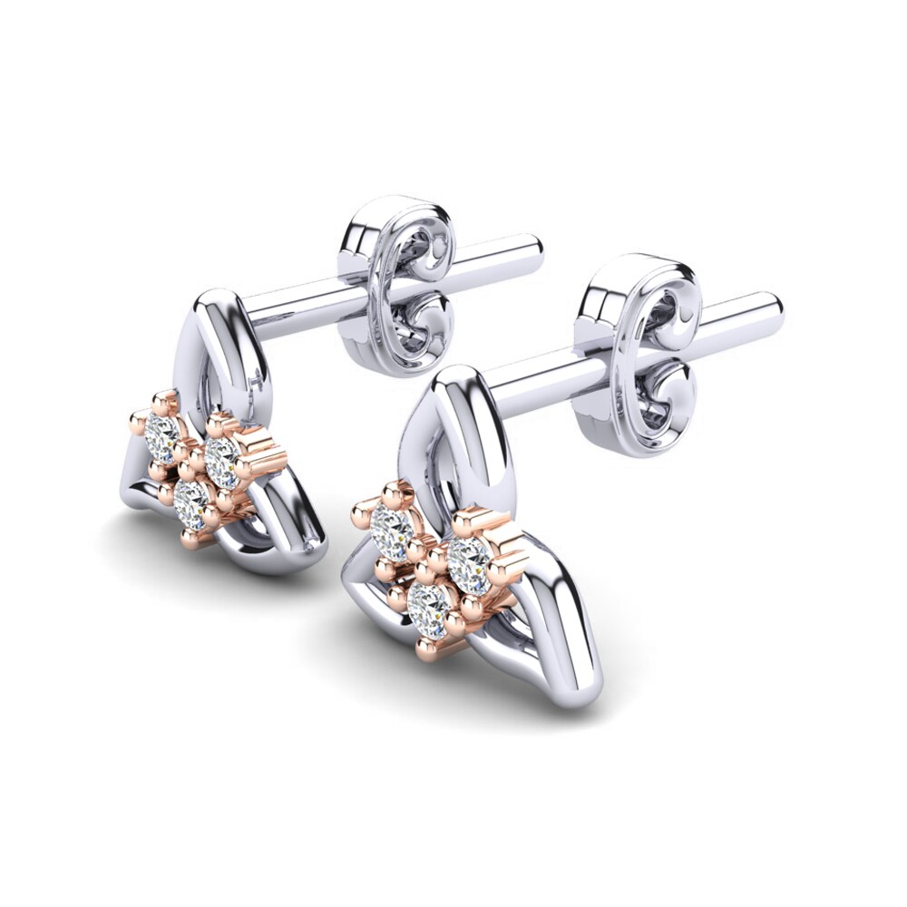 14k White & Rose Gold Lab Grown Diamond Kid's Earring Crisun