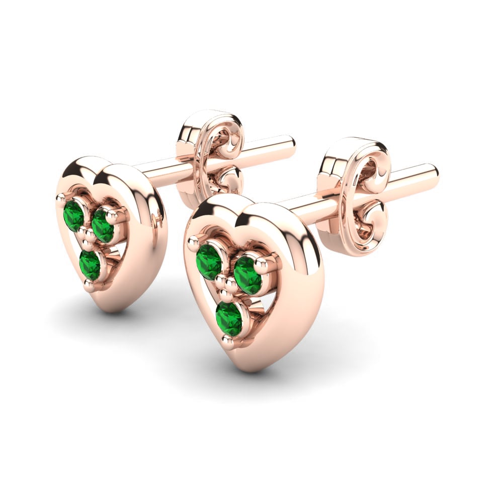 Or rose 14k Émeraude Boucle d'oreille enfant Cyliss