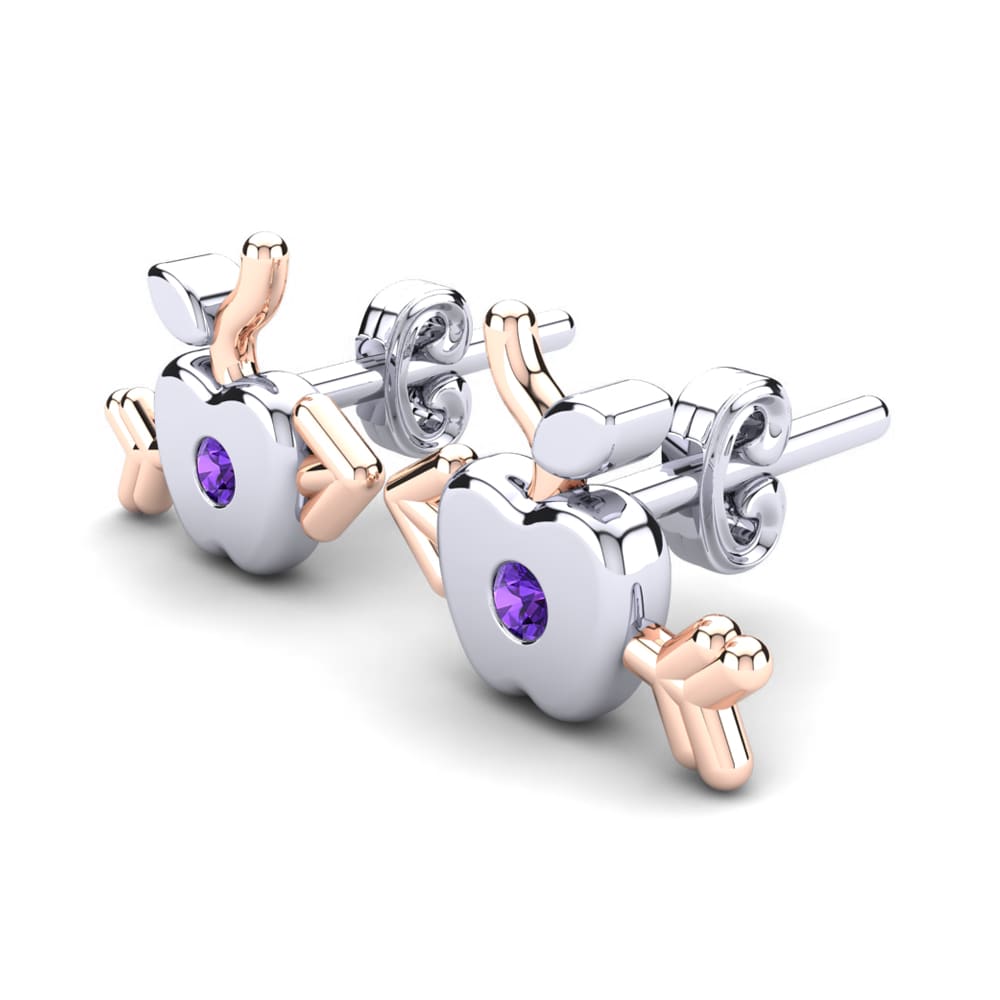 14k White & Rose Gold Amethyst Kid's Earring Enola