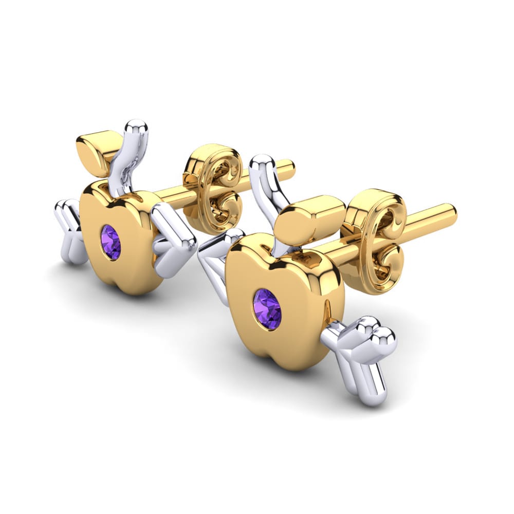14k Yellow & White Gold Amethyst Kid's Earring Enola