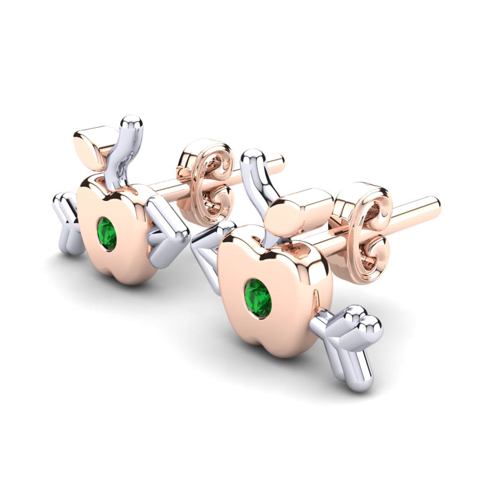 14k Rose & White Gold Green Zirconia Kid's Earring Enola
