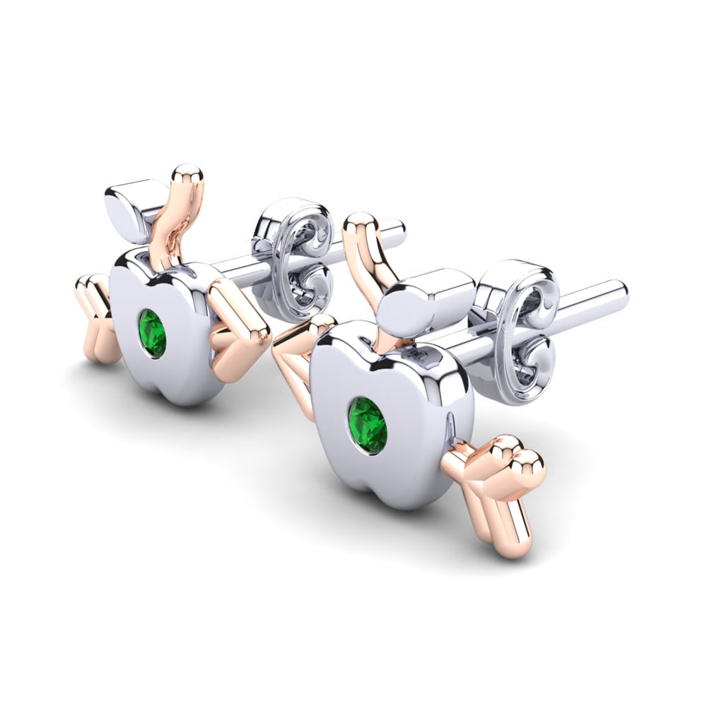 14k White & Rose Gold Green Zirconia Kid's Earring Enola