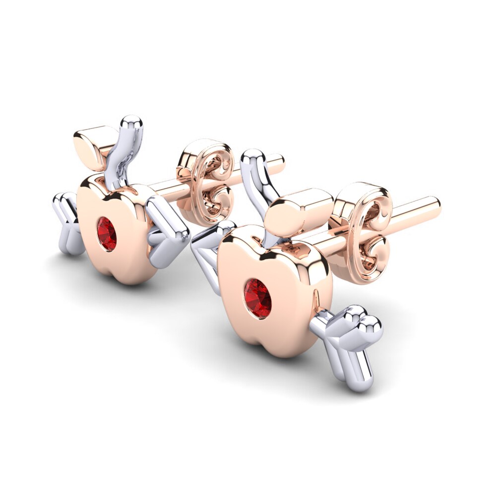 18k Rose & White Gold Ruby Kid's Earring Enola
