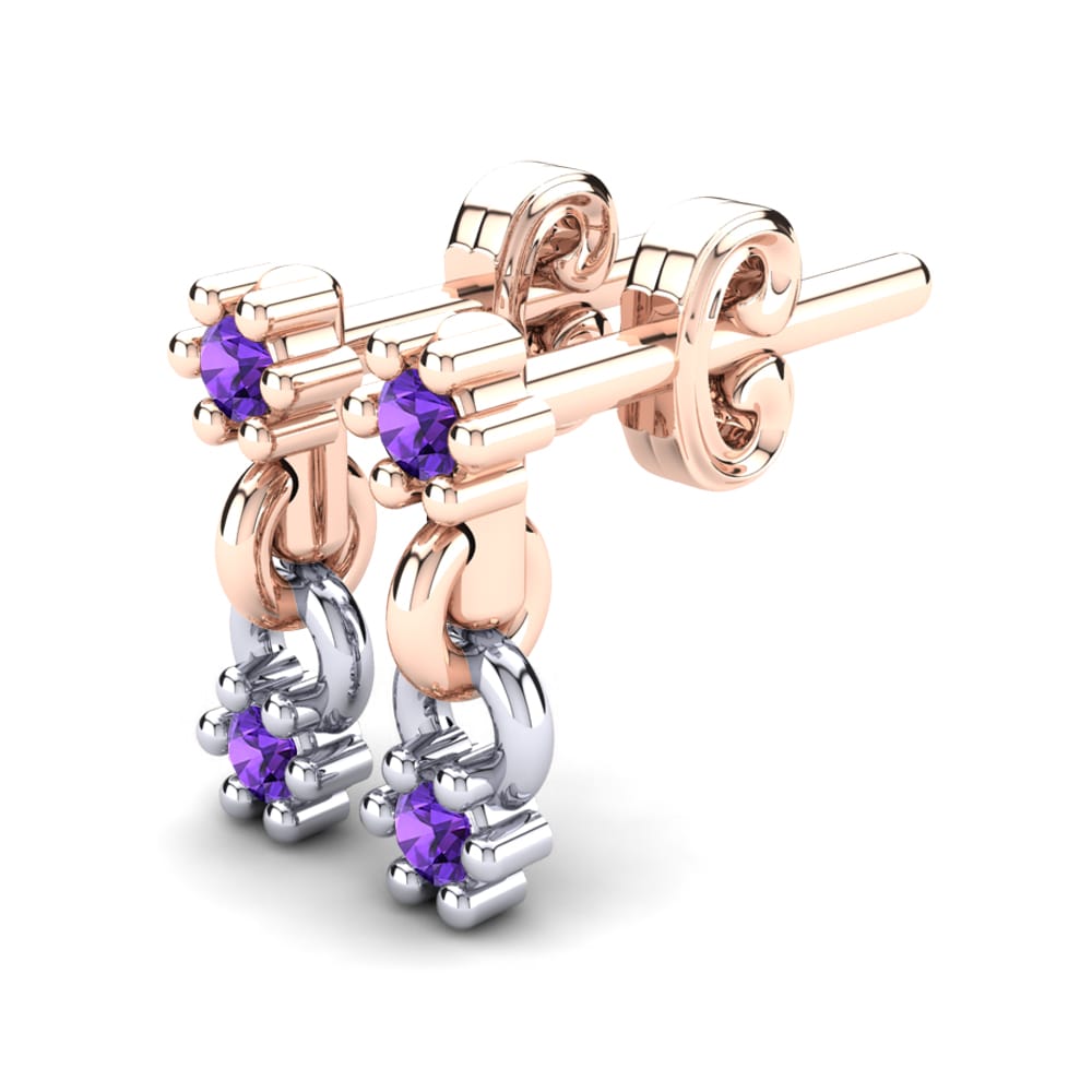 14k Rose & White Gold Amethyst Kid's Earring Culzean