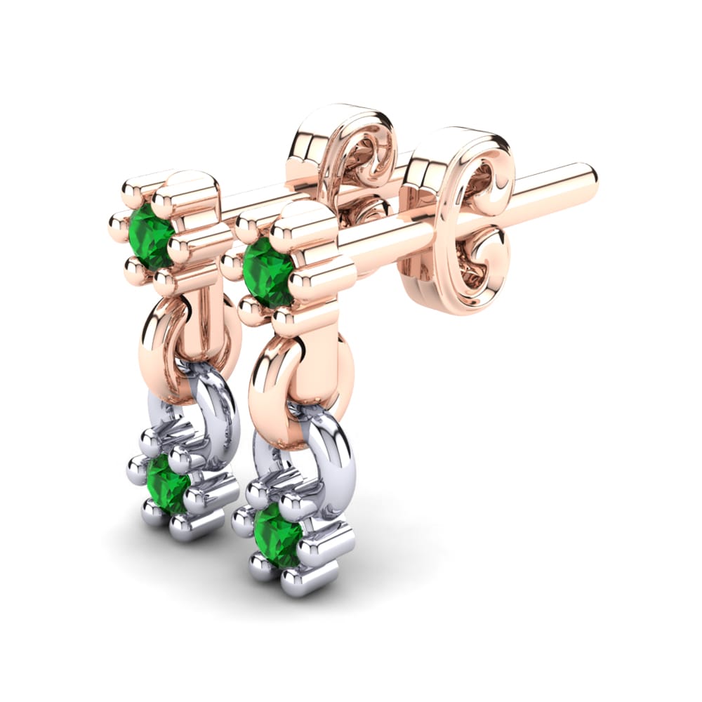 14k Rose & White Gold Green Zirconia Kid's Earring Culzean
