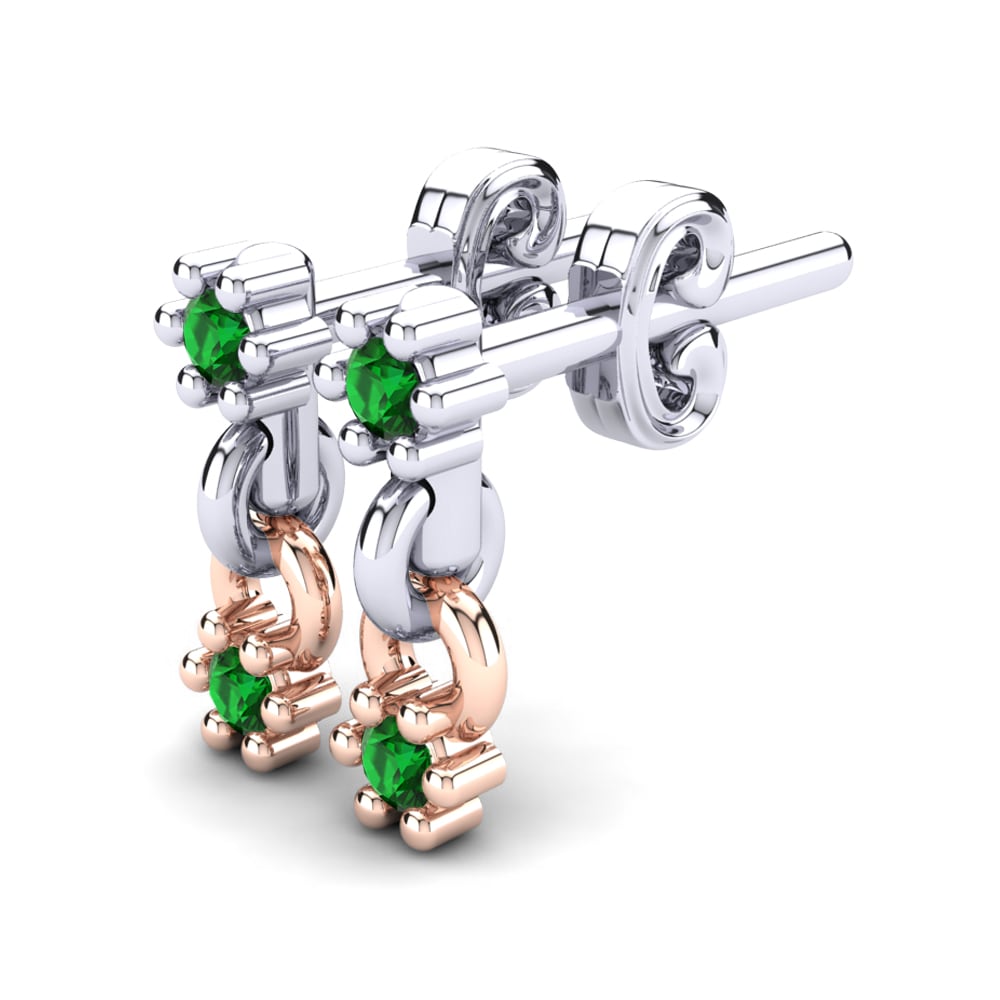 14k White & Rose Gold Green Zirconia Kid's Earring Culzean