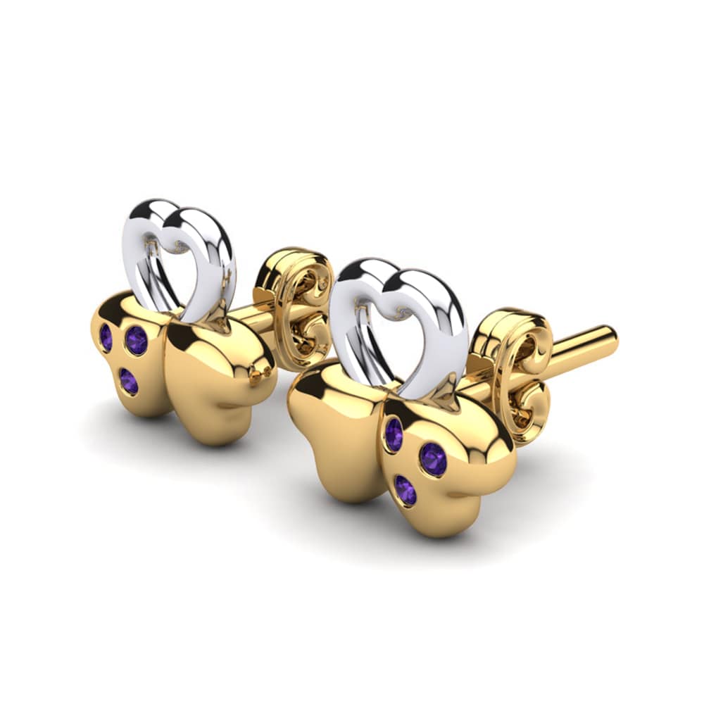 14k Yellow & White Gold Amethyst Kid's Earring Faline