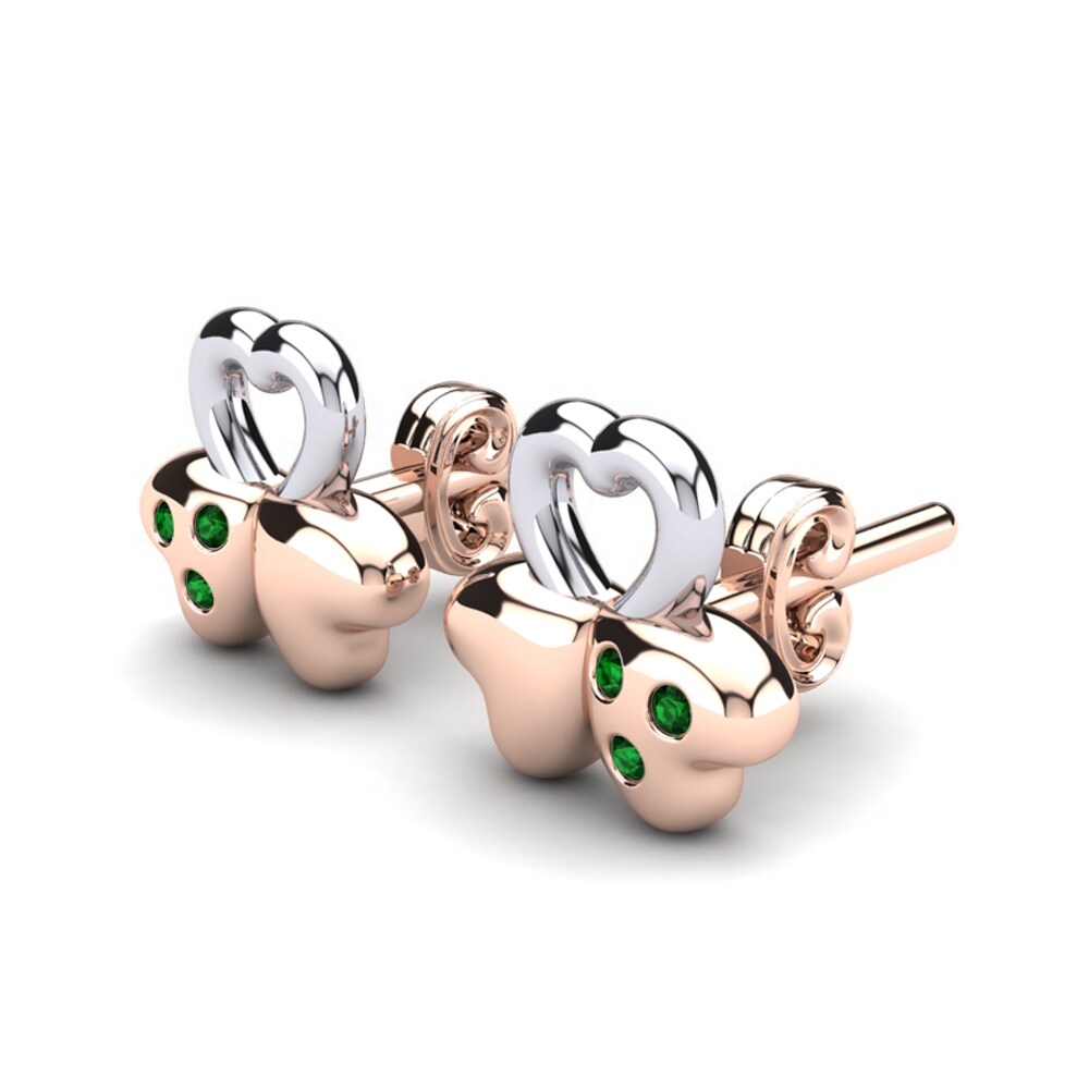 14k Rose & White Gold Green Zirconia Kid's Earring Faline