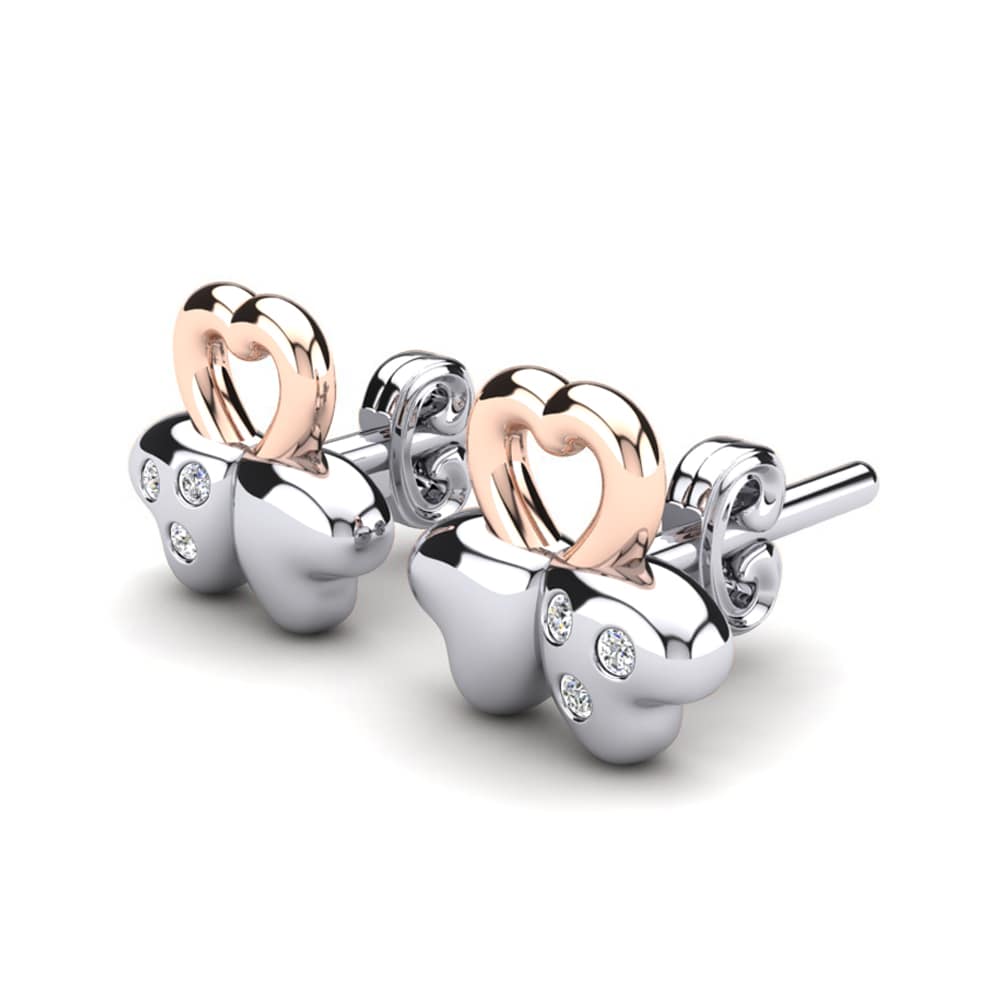 14k White & Rose Gold Lab Grown Diamond Kid's Earring Faline