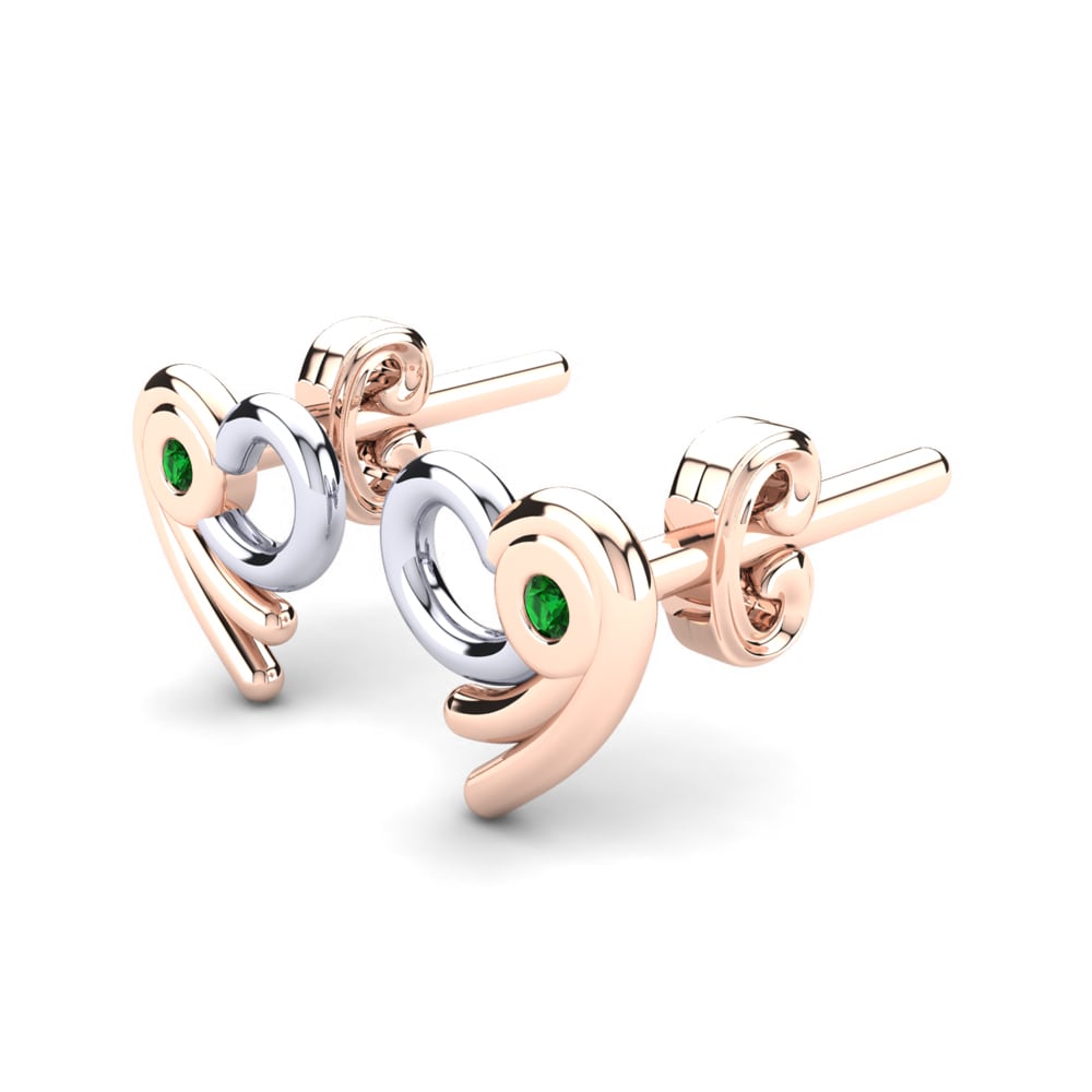 14k Rose & White Gold Green Zirconia Kid's Earring Damilya