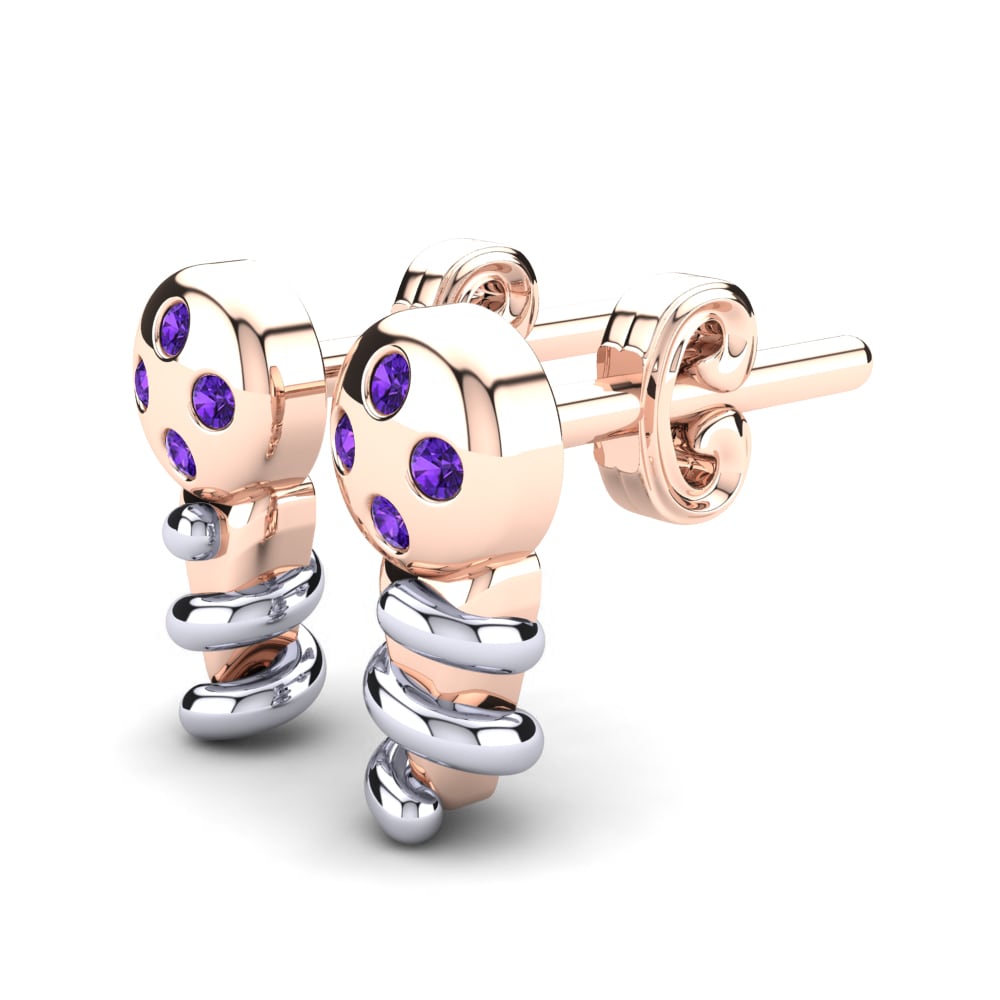 14k Rose & White Gold Amethyst Kid's Earring Chandris