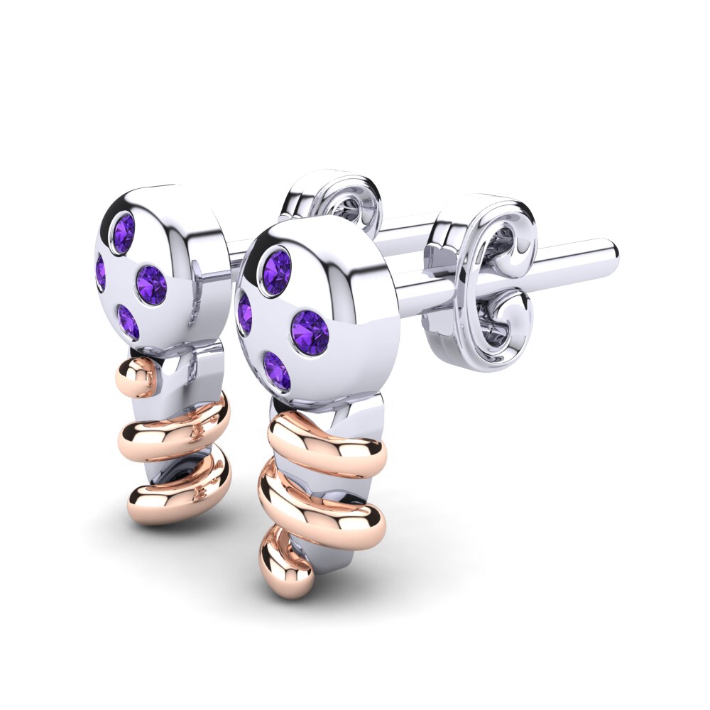 14k White & Rose Gold Amethyst Kid's Earring Chandris