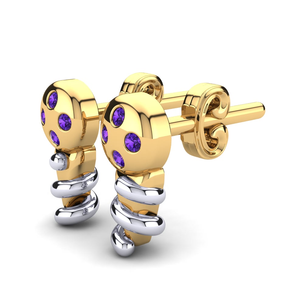 14k Yellow & White Gold Amethyst Kid's Earring Chandris