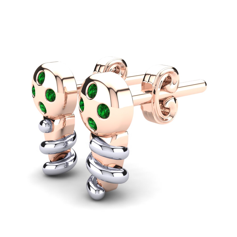 14k Rose & White Gold Green Zirconia Kid's Earring Chandris