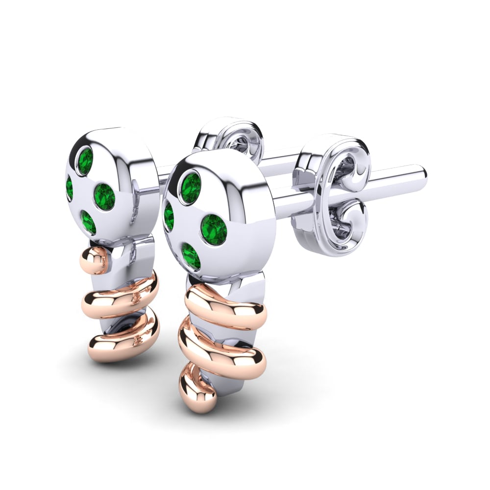 14k White & Rose Gold Green Zirconia Kid's Earring Chandris