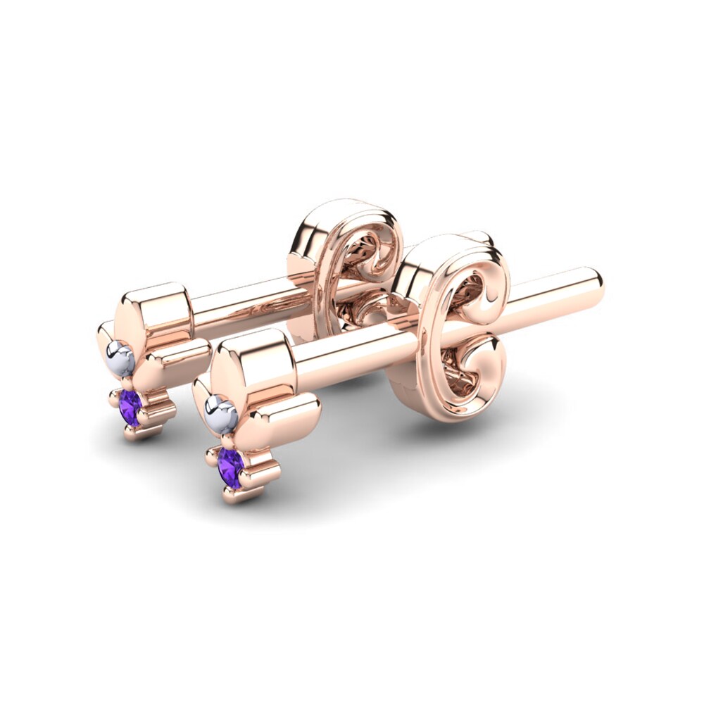 14k Rose & White Gold Amethyst Kid's Earring Chamika