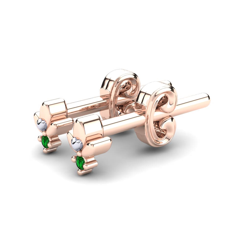 14k Rose & White Gold Green Zirconia Kid's Earring Chamika
