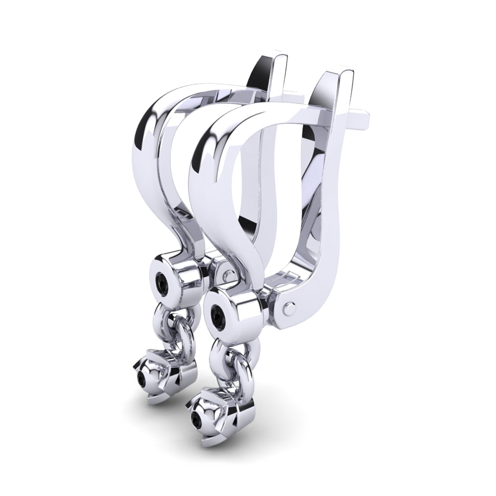 18k White Gold Black Diamond Kid's Earring Catessa