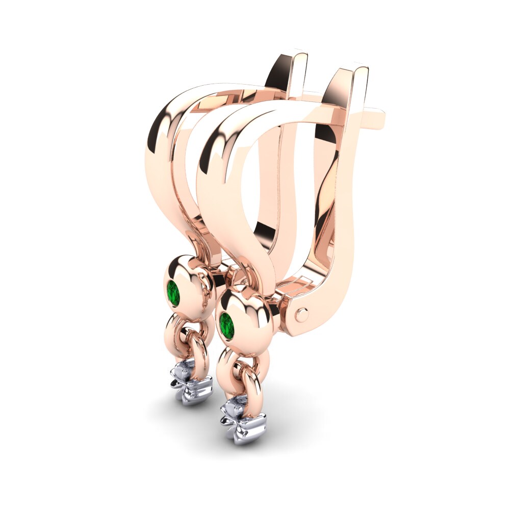 14k Rose & White Gold Green Zirconia Kid's Earring Castalia