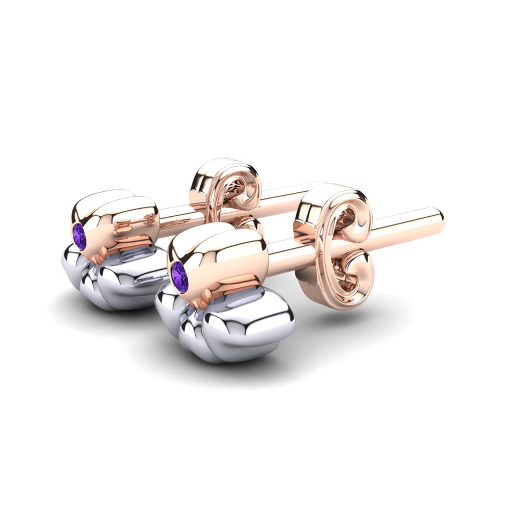 14k Rose & White Gold Amethyst Kid's Earring Cassiel