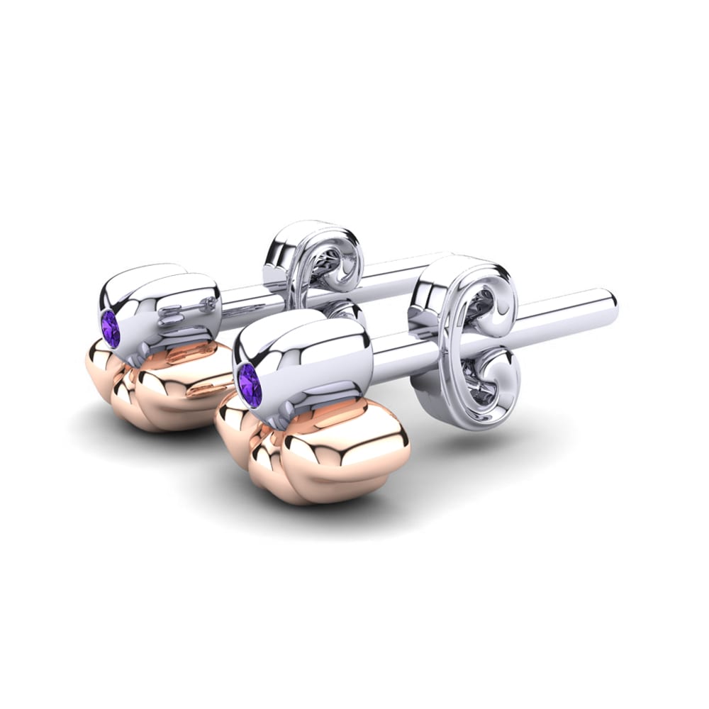 14k White & Rose Gold Amethyst Kid's Earring Cassiel