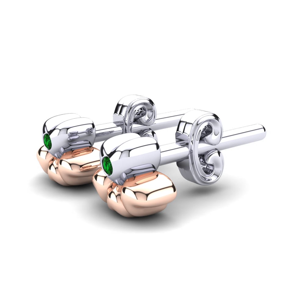 14k White & Rose Gold Green Zirconia Kid's Earring Cassiel