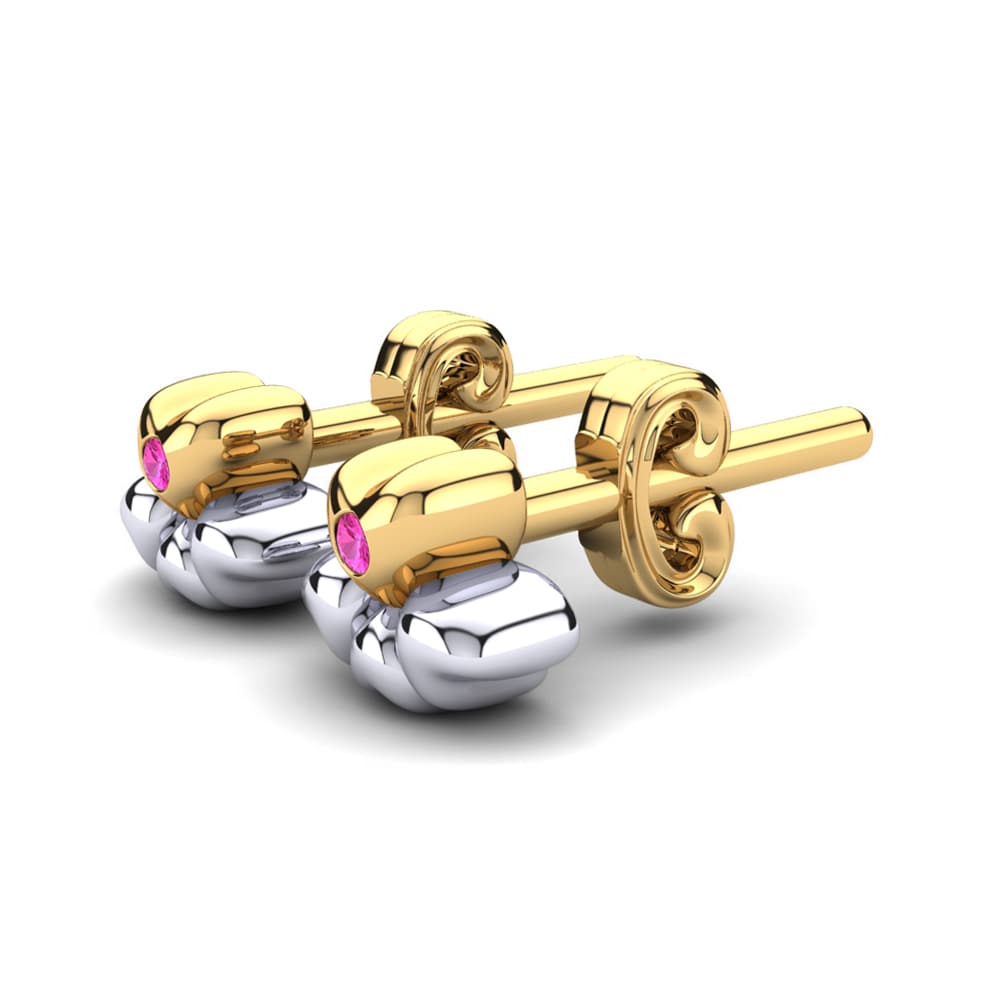 14k Oro Amarillo & Blanco Turmalina rosa Pendiente para Niño Cassiel