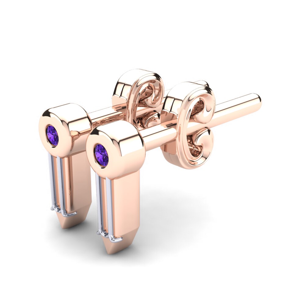 14k Rose & White Gold Amethyst Kid's Earring Carmelita