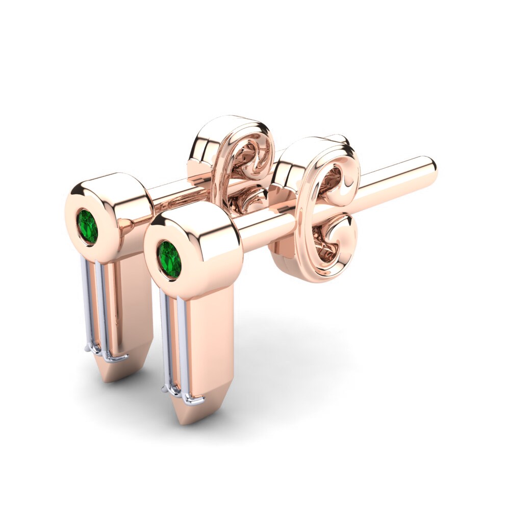 14k Rose & White Gold Green Zirconia Kid's Earring Carmelita