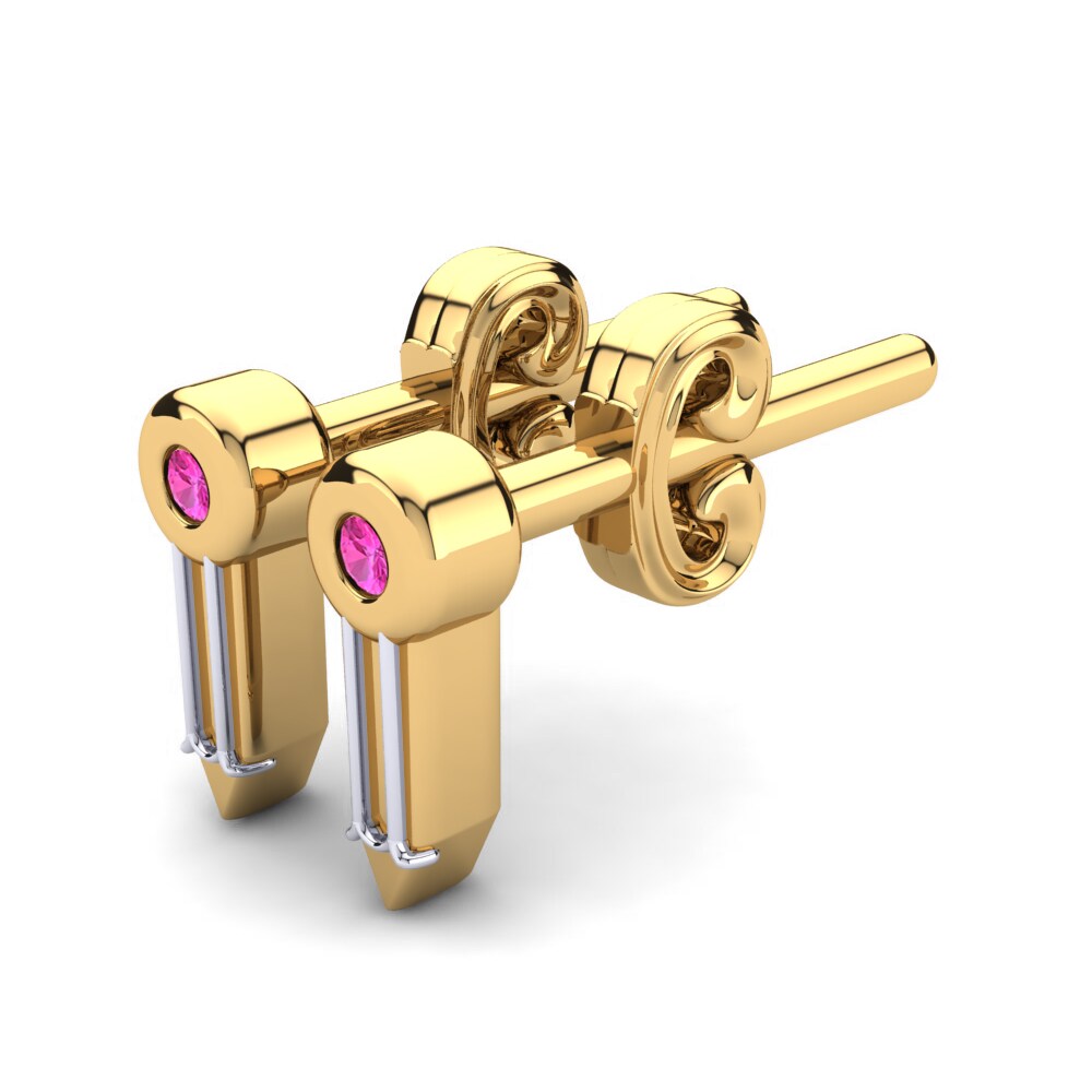 14k Oro Amarillo & Blanco Turmalina rosa Pendiente para Niño Carmelita