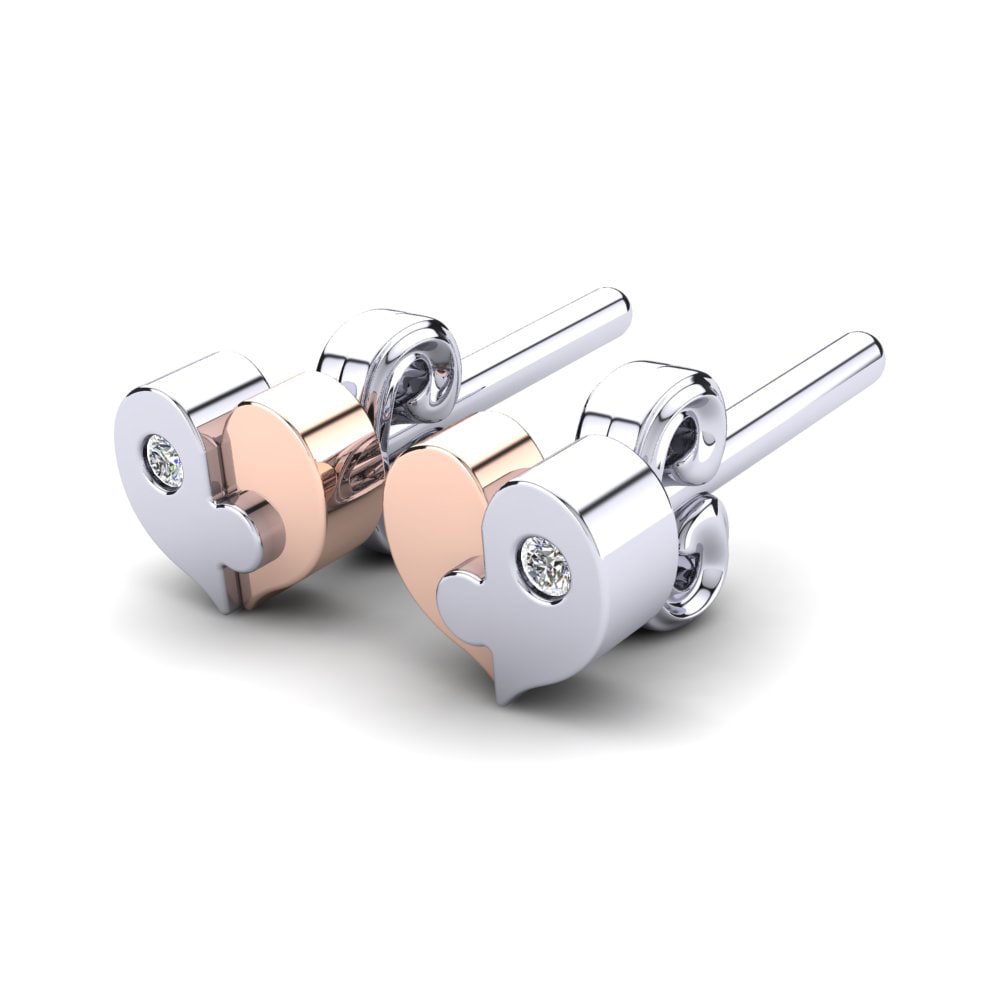 14k White & Rose Gold Lab Grown Diamond Kid's Earring Calbria