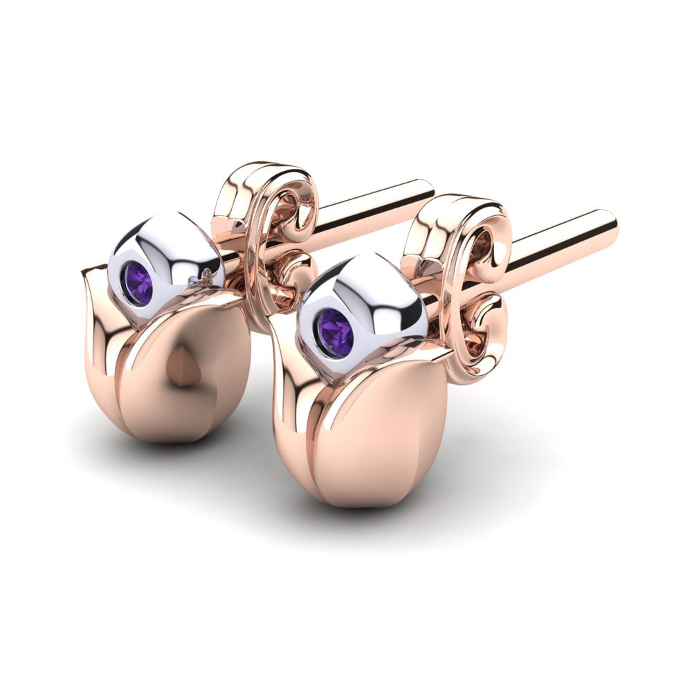 14k Rose & White Gold Amethyst Kid's Earring Cailet