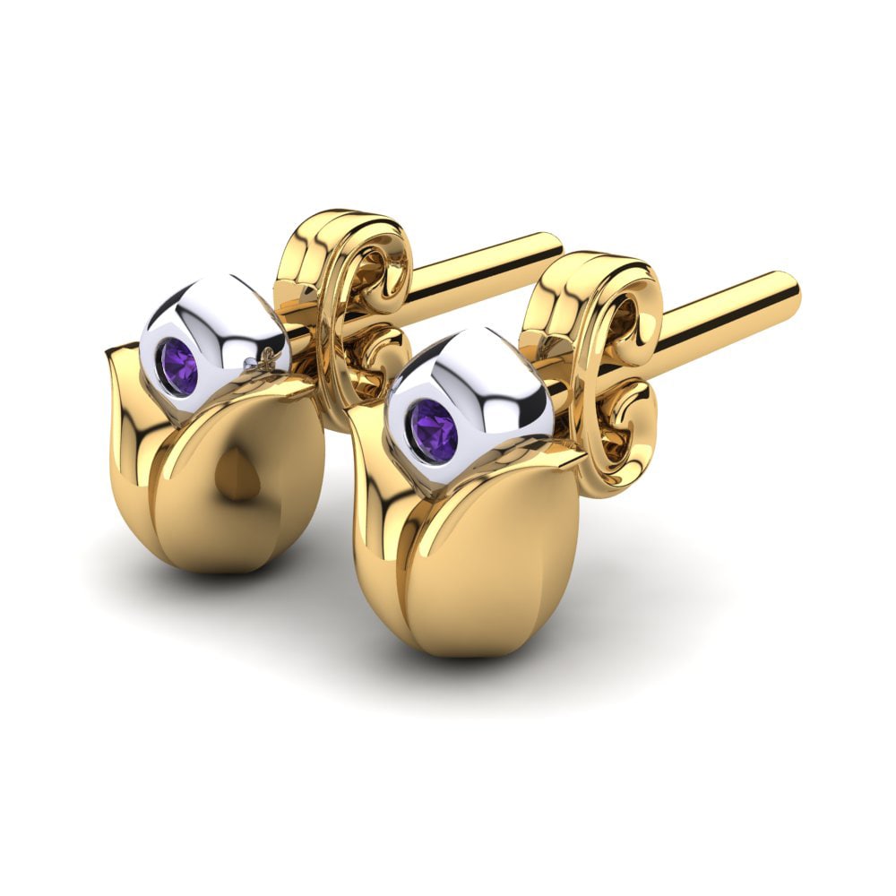 14k Yellow & White Gold Amethyst Kid's Earring Cailet