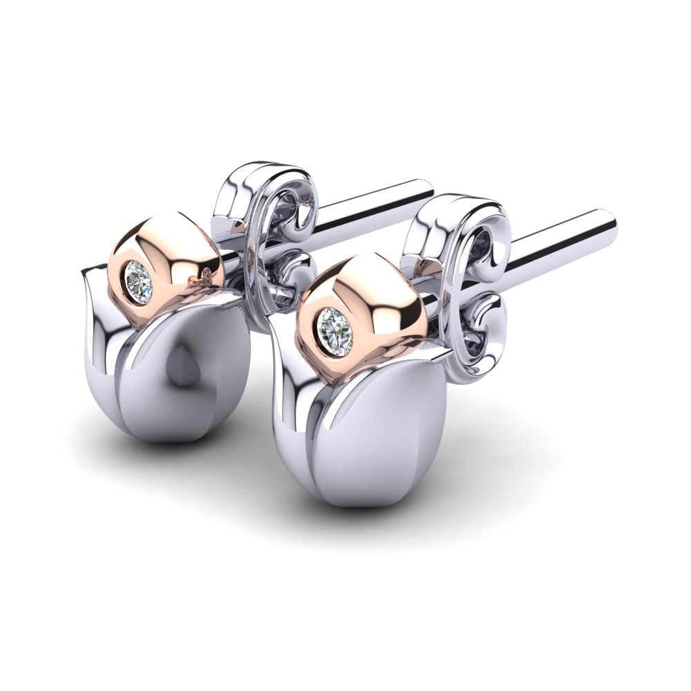 14k White & Rose Gold Lab Grown Diamond Kid's Earring Cailet