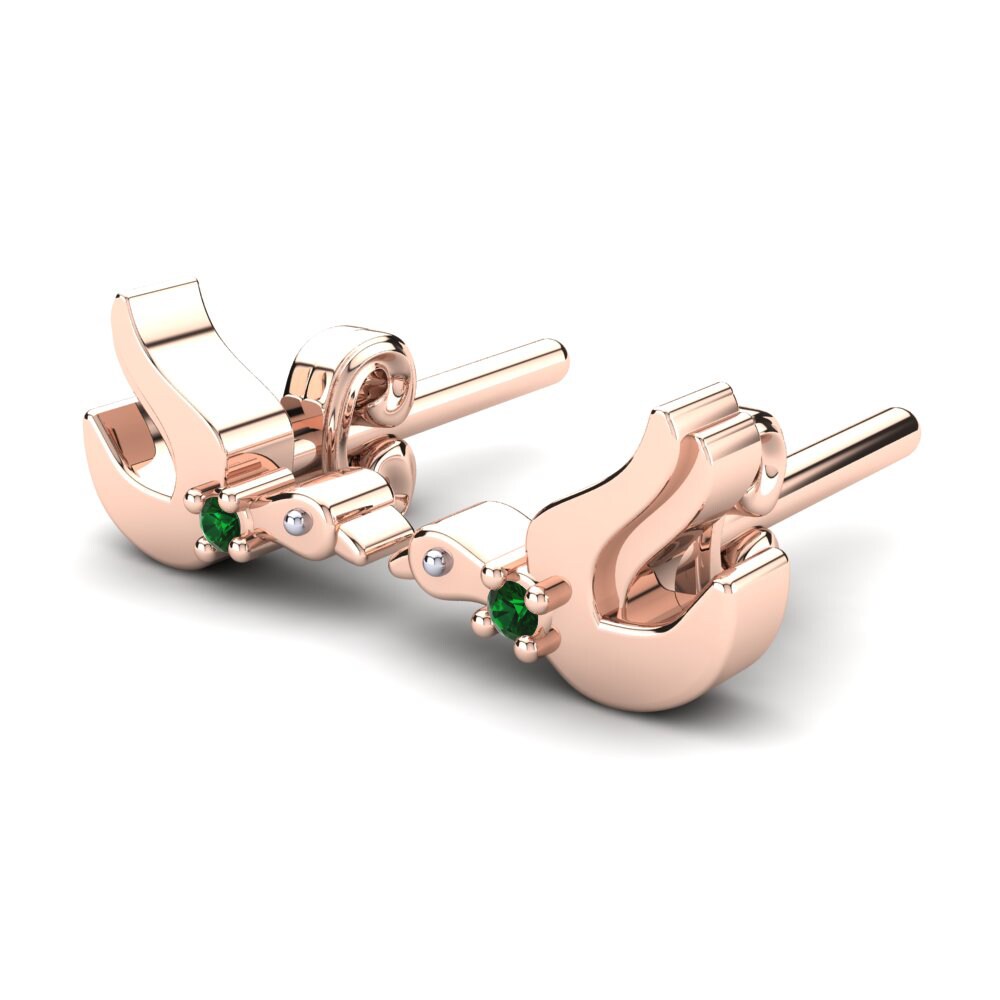 14k Rose & White Gold Green Zirconia Kid's Earring Bumika