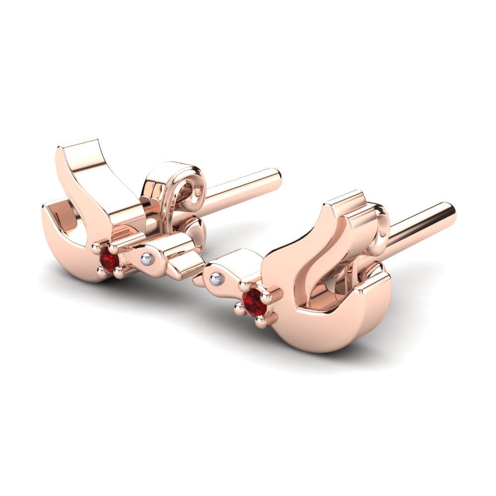 18k Rose & White Gold Ruby Kid's Earring Bumika