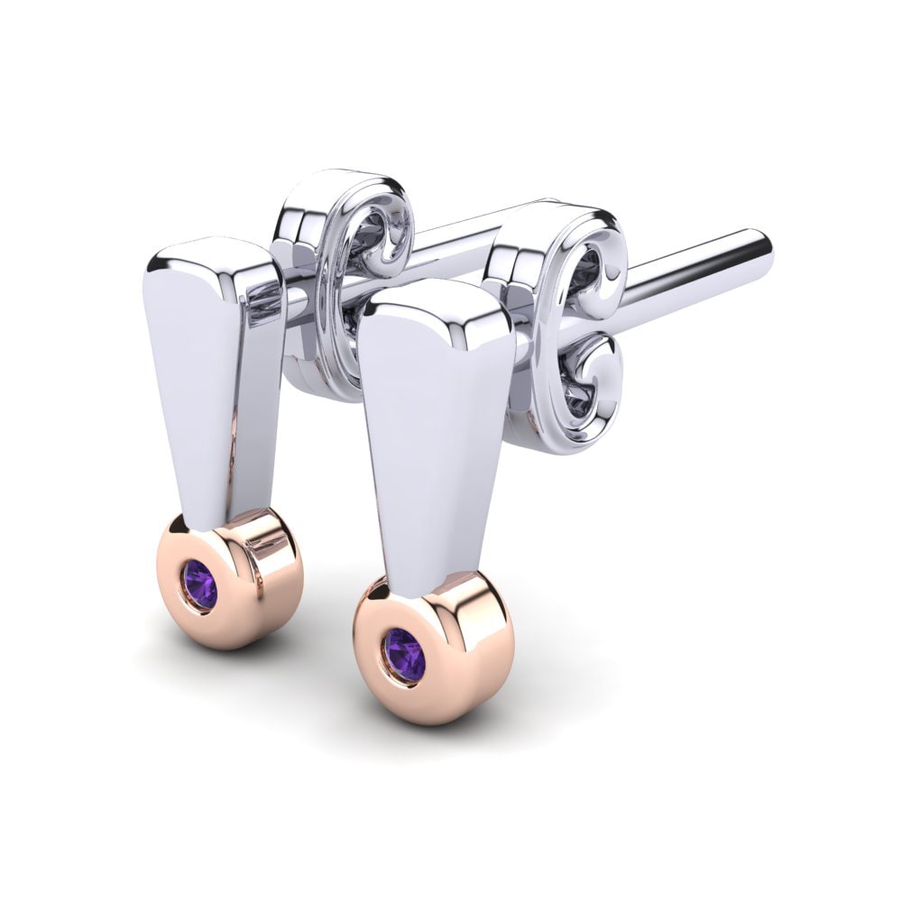 14k White & Rose Gold Amethyst Kid's Earring Bulela