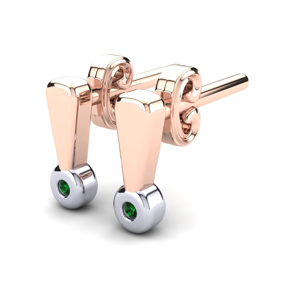 14k Rose & White Gold Green Zirconia Kid's Earring Bulela