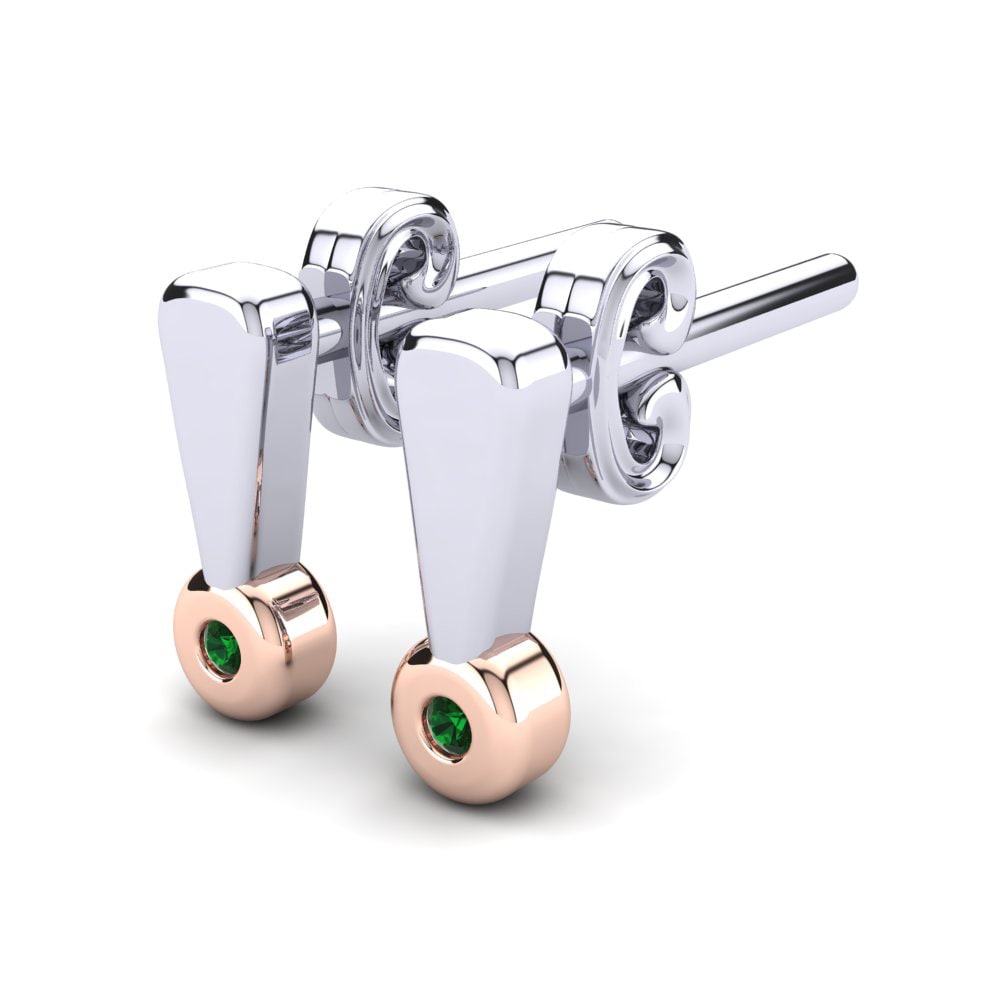 14k White & Rose Gold Green Zirconia Kid's Earring Bulela