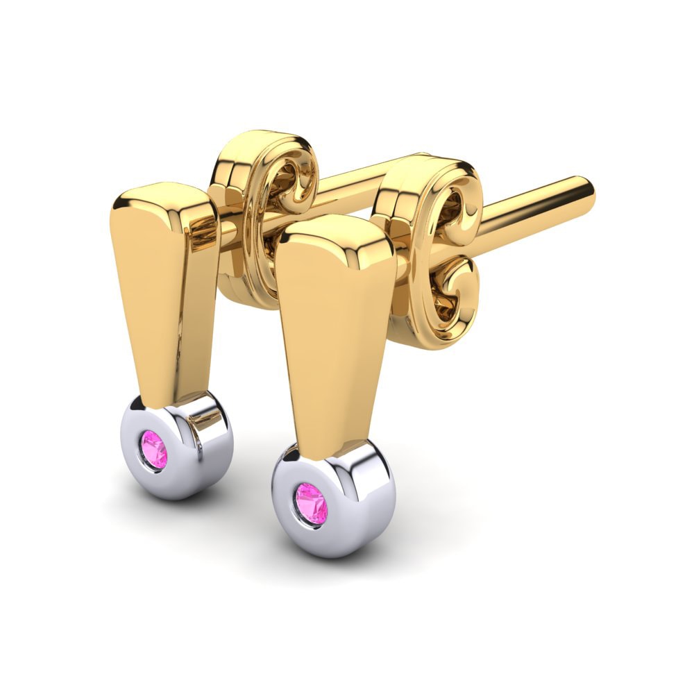 14k Oro Amarillo & Blanco Turmalina rosa Pendiente para Niño Bulela