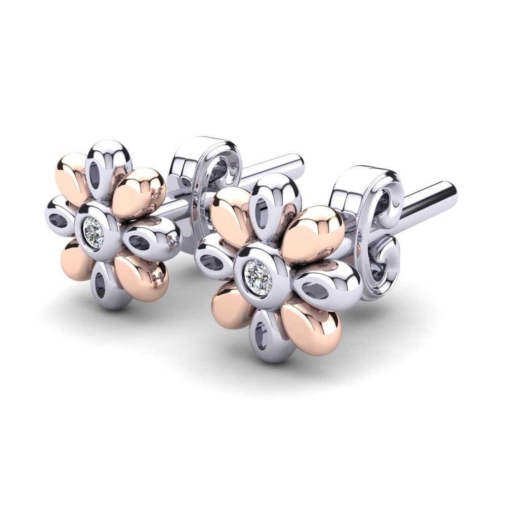 14k White & Rose Gold Lab Grown Diamond Kid's Earring Bubbie