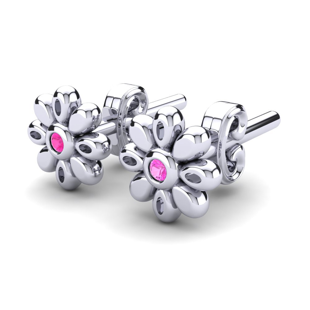 18k White Gold Pink Tourmaline Kid's Earring Bubbie