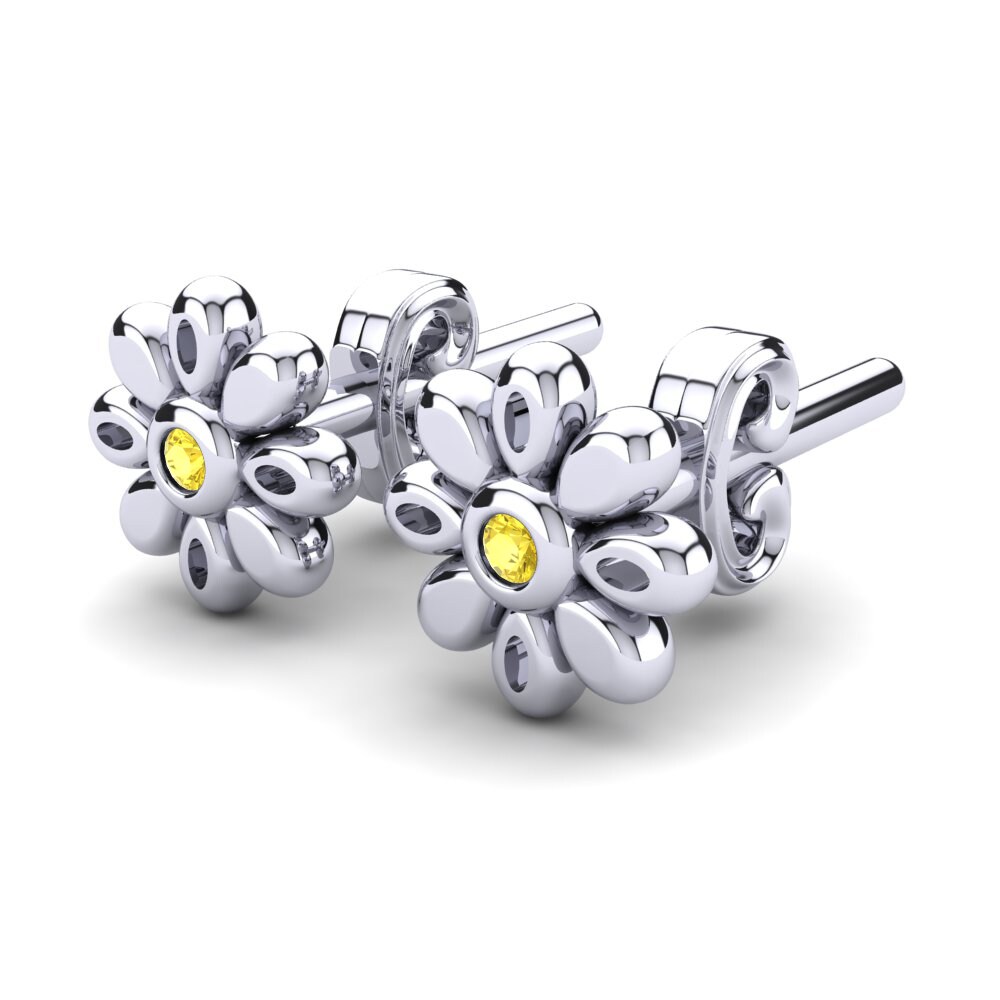 Platine 950 Saphir Jaune Boucle d'oreille enfant Bubbie