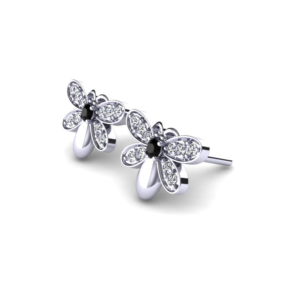 18k White Gold Black Sapphire Kid's Earring Lucia