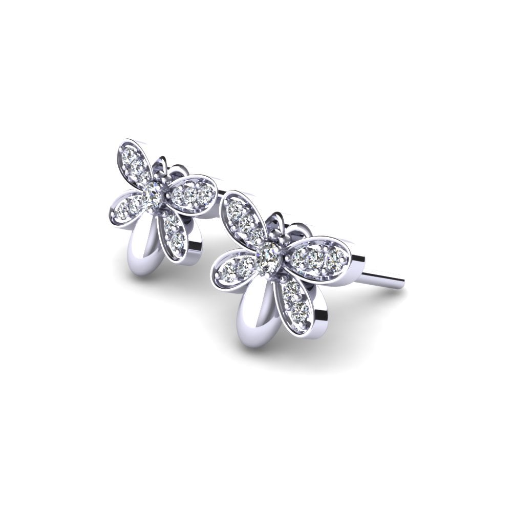 Or Blanc 14k Diamant De Synthèse Boucle d'oreille enfant Lucia