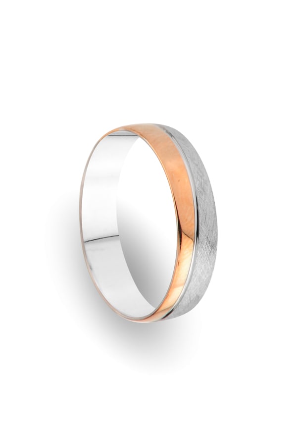 14k White & Rose Gold Men's Wedding Ring Pure Beatrice
