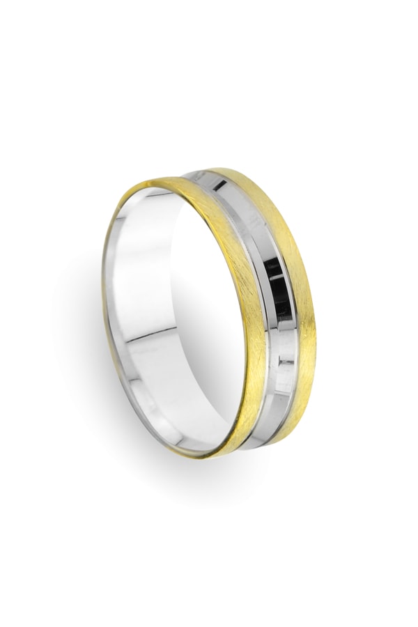 18k White & Yellow Gold Men's Wedding Ring Pure Dandy