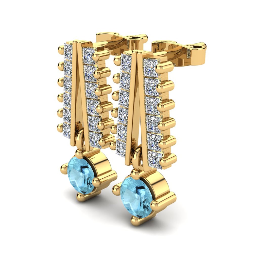 14ct Yellow Gold Aquamarine Women's Earring Lacramiora